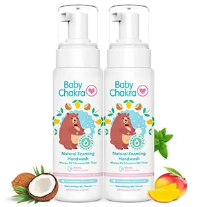 BabyChakra 100% Natural Foaming  for & 99.9% Germ Protection & -Safe Certified Goodness of Tulsi Mango Oil Organic Coconut Oil and Beetroot (200ml) x 2