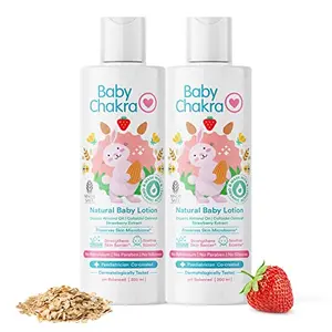 BabyChakra Natural Lotion with Colloidal Oatmeal & Organic Almond Oil | 24-hour Moisturisation Body Lotion for | Prevents Dryness | Dermatologically Tested (200 ml x 2)