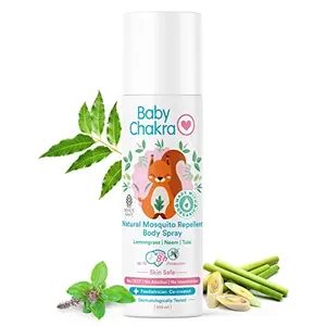 BabyChakra Mosquito Repellent Spray for & Up To 8 Hours Protection 100% Natural Ingredients Dermatologically Tested Protects from Dee Malaria Chikunya (100ml)