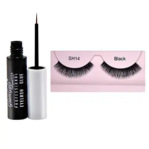 GlamGals HOLLYWOOD-U.S.A Stylish Reusable Soft thick Eye Lashes with Glue Transparent 6.5 ml