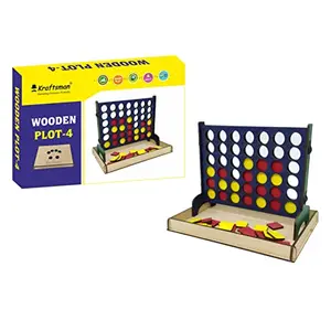 Kraftsman Wooden Board Game of 4 Grid Game or Get 4-in-A-Row | Plot 4 Strategy Game Party & Fun Game