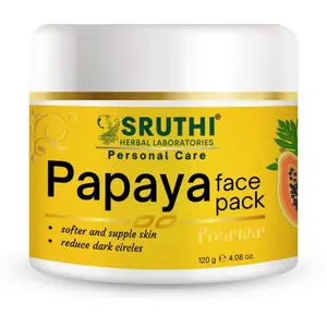Sruthi Herbal Papaya Face Pack Deep Pore Cleansing Moisturizing Face Fancy CoverFor All Skin Types Helps Wrinkles & Signs Of Ageing No Parabens & Sulphates 120g