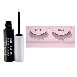 GlamGals HOLLYWOOD-U.S.A Reusable Soft thick Eye Lashes with Glue Transparent 6.5 ml