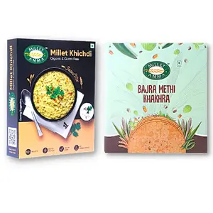 Millet Amma Organic Khichdi and Khakhra Combo Pack of 2 | Millet Khichdi Mix 250g + Bajra Khakhra 180g | Khichdi Mix - Good Healthy and Suitable for Breakfast or Dinner | Bajra Khakhra - Healthy Snacks
