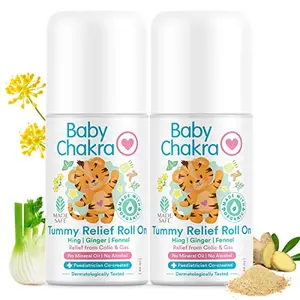 BabyChakra Tummy Roll On 40ml | Quick from Colic & | Hing Ginger & Fennel Oil | No Mineral Oil | No Alcohol | Dermatologically Tested (Pack of 2)
