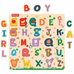Fisher Price Wooden Alphabets Montessori Educational Pre-School Puzzle Toy for (12x12 Inches)