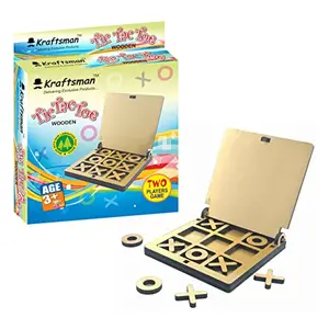 Kraftsman Wooden Tic Tac Toe Portable Game for and Adults Golden Mirror Shade