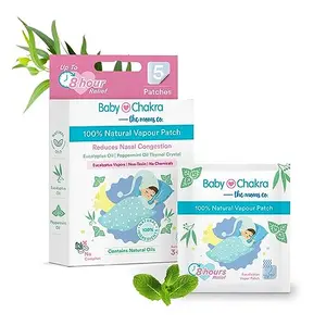 BabyChakra 100% Natural Vapour Patches for with Eucalyptus & Peppermint Oil |  Free | Quick from runny nose & nasal congestion | Lasts Up to 8 Hrs (5 Patches)
