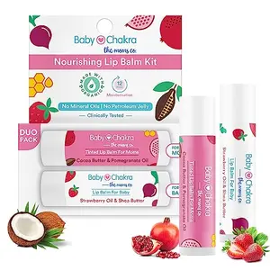 BabyChakra Nourishing Lip Balm Duo Pack for Women's & /100% Natural Ingredients Long Lasting Non Greasy 12 Hours Moisturising Cruelty Free (2x4.5 gm)