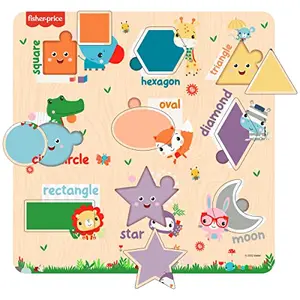 Fisher Price Wooden Shapes Montessori Educational Pre-School Puzzle Toy for (12x12 Inches)