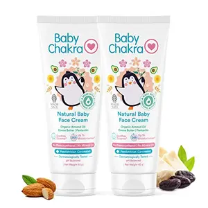 BabyChakra Natural Face Cream with Colloidal Oatmeal & Organic Almond Oil | Super Absorbent & Non-greasy | Cream for Deep Moisturisation | Prevents Dryness | Dermatologically Tested (60 gx2)