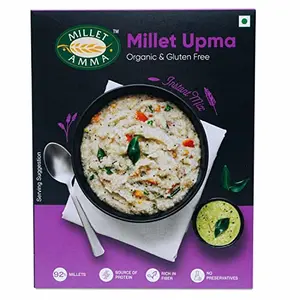 Millet Amma Organic Millet Rava Upma Mix | 250 GMS Pack | 92% Millet Content | Easy & Ready to Cook | Instant Millet Breakfast Mix | Rich in Protein & High Fiber | 100% Vegan