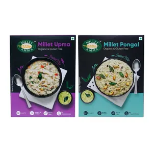 Millet Amma Organic Millet Breakfast Rava Upma - 250 gm and Pongal Mix - 250 gm Combo Pack - 500 gm Easy & Ready to Cook  Instant Millet Breakfast Mix  100% Vegan