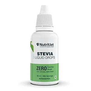 NutritJet Stevia Liquid Drops Natural - Zero & Zero Carbs Sugar Substitute Great for Control - 30ml