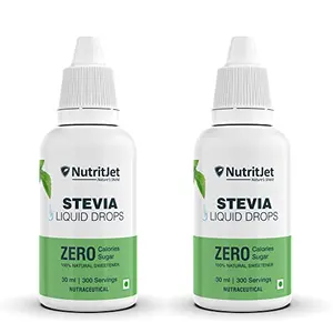 NutritJet Natural Stevia Liquid Drops - 30ml | Zero Sugar-Free Sweetener Pack of 2