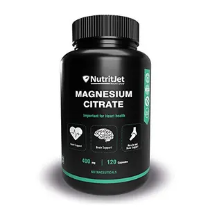 NutritJet Magnesium Citrate Powder Caps. 400mg [120 Caps] Pure Non-GMO Supplements â Natural Sleep Calm Relax