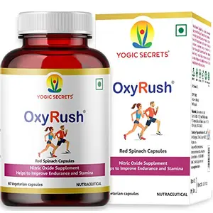 Yogic Secrets OxyRush 100% Natural Pre-Workout Supplement with Nitric Oxide For Endurance Stamina Circulation & Supports Health 60 Caps.