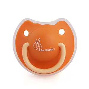 R for Rabbit Tusky Pacifier Ultra Light Soft Silicone Nipple Orthodontic Design BPA-Free for of 6 Months +|Medium|Orange