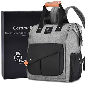 R for Rabbit Caramello Delight Diaper Bag Backpack -Multi-Function Waterproof Mother Bag for Travel with - Large Capacity Durable and Stylish.(Grey Black)