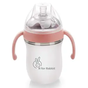 R for Rabbit First Feed Silicon Feeding Bottle with Anti Colic for New Born | of 0 Month+ 160 ml (k)