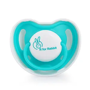 R for Rabbit Apple Pacifier Ultra Light Soft Silicone Nipple Orthodontic Design BPA-Free for of 6 Months +|Medium|Blue