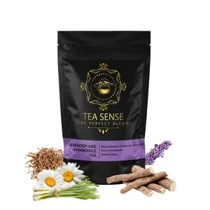TEA SENSE - Lavender and Chamomile Tea | 50g | Loose Leaf | Soothing Zesty Floral Flavor | Relaxing Aroma | 50 Cups+