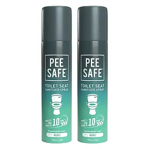 Pee Safe Toilet Seat Sanitizer Spray (75ml - Pack Of 2) - Mint| The Of UTI & Other Infections | Kills 99.9% Germs & Travel Friendly | Anti Odour Deodorizer