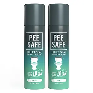 PEESAFE Toilet Seat Sanitizer Spray (50ml - Pack Of 2) - Mint | The Of UTI & Other Infections | Kills 99.9% Germs & Travel Friendly | Anti Odour Deodorizer