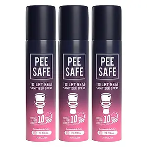 Pee Safe Toilet Seat Sanitizer Spray (75ml - Pack Of 3) - Floral| The Of UTI & Other Infections | Kills 99.9% Germs & Travel Friendly | Anti Odour Deodorizer