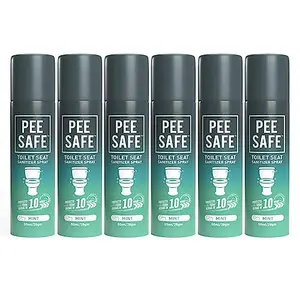 Pee Safe Toilet Seat Sanitizer Spray (50ml - Pack Of 6) - Mint| The Of UTI & Other Infections | Kills 99.9% Germs & Travel Friendly | Odour Deodorizer
