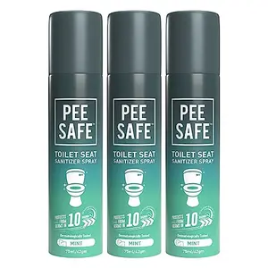 Pee Safe Toilet Seat Sanitizer Spray (75ml - Pack Of 3) - Mint| The Of UTI & Other Infections | Kills 99.9% Germs & Travel Friendly | Anti Odour Deodorizer