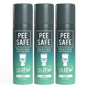 PEESAFE Toilet Seat Sanitizer Spray (50ml - Pack Of 3) - Mint | The Of UTI & Other Infections | Kills 99.9% Germs & Travel Friendly | Anti Odour Deodorizer