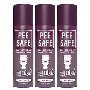 Pee Safe Toilet Seat Sanitizer Spray (50ml - Pack Of 3) - Lavender | The Of UTI & Other Infections | Kills 99.9% Germs & Travel Friendly | Anti Odour Deodorizer