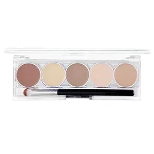 MARS 5 Colour Contour and Concealer Kit with Brush | Creamy Matte Finish & Up to 24-Hours Waterproof Formula | Easy to Blend (16.0 gm) (Shade-3)