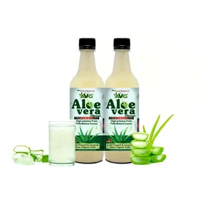 AVG Health Organics Natural Aloe vera Pulpy Juice Pressed for glowing skin 500 ml | pack of 2