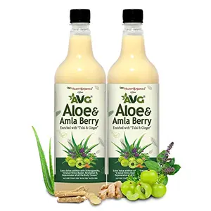 AVG Health Organics Aloe & Amla Berry Aloevera & Amla Juice with Improves Sugar Free 1000ML | Pack of 2