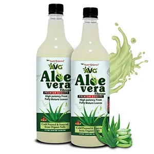 AVG Health Organics Natural Aloe Vera juice with Pulp Better and Glowing Skin 1000 ml Super Saver Pack of 2