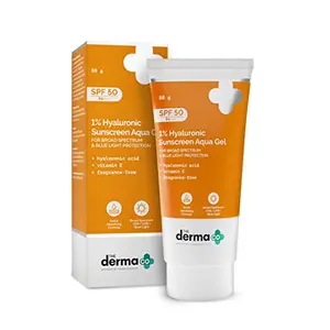The Derma Co 1% Hyaluronic SPF 50 Aqua Gel PA++++ LightNo white-cast for Broad Spectrum & Blue Light Protection for Oily Dry Acne-prone Skin - 80g