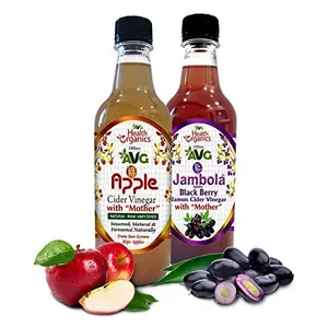 AVG Health Organics Apple Cider Vinegar with Mother & Jamun Vinegar(Combo) 500ml Each