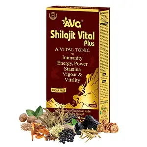 AVG Health Organics Shilajit Vital Plus Sugar Free Improves Vigour Vitality & Circulation 200ml