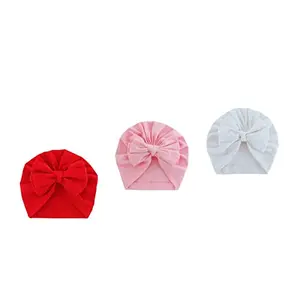 Aashiya Trades Set of 3 - Cotton Cloth Turban Knot Bow Cap for Girls & Boys Turban Bow Cap Head Cap Red