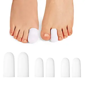 Anzailala Toe Protectors for Men Women Soft Gel Toe Caps for Foot Toe Separator Toe Sleeves for Ingrown Toenails Corns Calluses Blisters - 2 Large + 4 Small