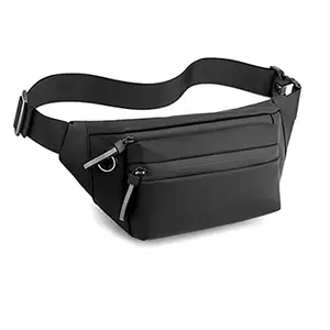 Anzailala Waist Bag for Men & Women Fanny Pack with Portable Adjustable Belt Waterproof Chest Bag for Travel Hiking Running Outdoor(Black)
