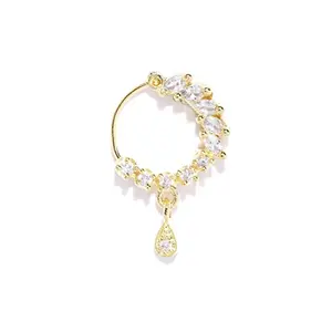 Priyaasi Elegant Nose Ring for Women & Girls| Bridal Nath for Women | Leaf Drop Design | Small | Gold Nose Ring ()
