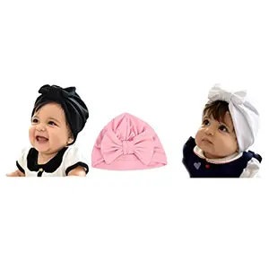 Aashiya Trades Unisex Cotton Cap Pack Of 3 (j01_Multicolor_0 Months-3 Months)