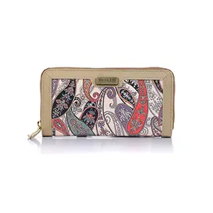 Priyaasi PU Leather Paisley Kalamkari Floral Printed Clutch Purse for Women's - Stylish Trendy Casual Ladies Wallet with Card Holder Zipper Closure Multicolor