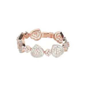 Priyaasi Captivating s Rose Gold Bracelet for Women | Studded | Layered Link Design Girls Bracelet | Clasp Closure | Great Gift for Women | Size - 2.6