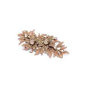 Priyaasi Flower and Leaf Design Brown Hair Clip for Women and Girls