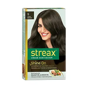Streax Cream Hair Color for Unisex 120ml - 5 Light Brown (Pack of 1)