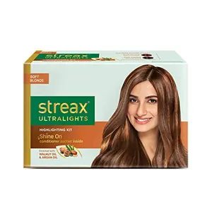 Streax Ultralights Hair Color Highlighting Kit for Women & Men 60ml (Pack of 1) | Gem Collection -Soft Blonde | Contains Walnut & Argan Oil | Shine On Conditioner | Longer Lasting Highlights